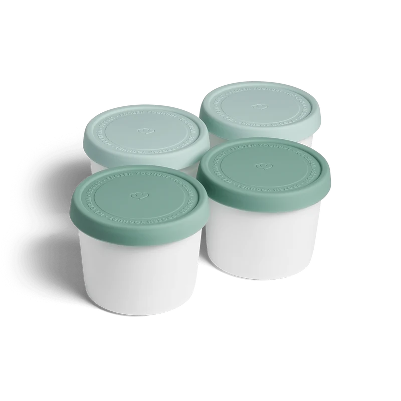 4er-Set Eisbehälter für Speiseeis 400 ml, 8,2 x 10,5 cm, BPA-frei - Mint/Weiß