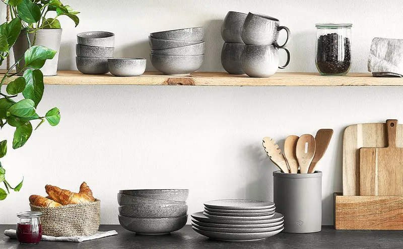 Misty Cliff Schale klein 2er-Set aus Steingut - Grau