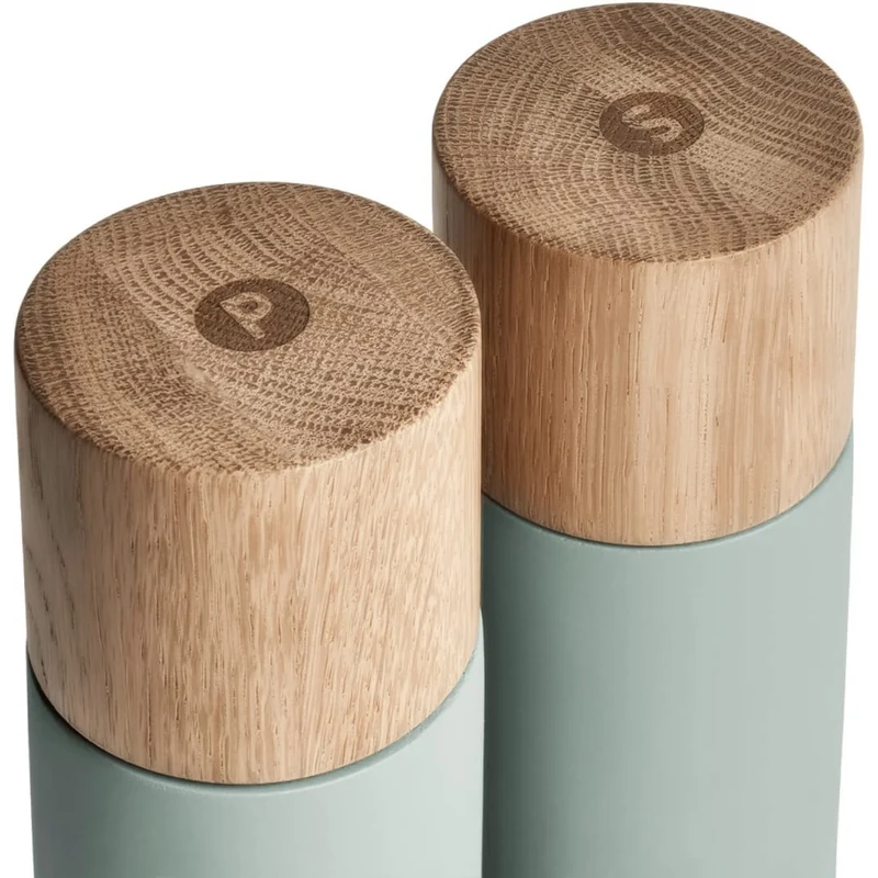 Salz & Pfeffermühlen-Set 2-tlg. aus Buchenholz und Beton - Braun/Mint