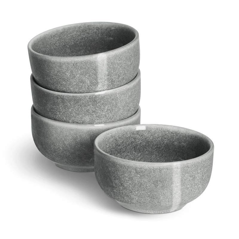 Schale klein 4er-Set - Misty Cliff, Steingut, Grau