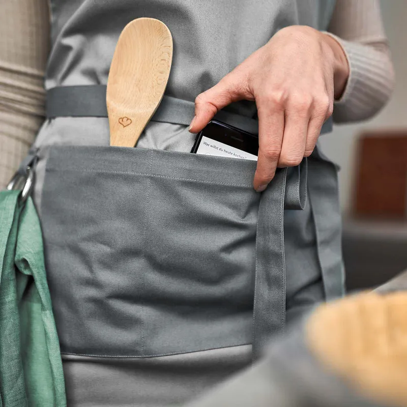 Kochschürze mit zwei Taschen und praktischem Karabiner - Grau oder Mint