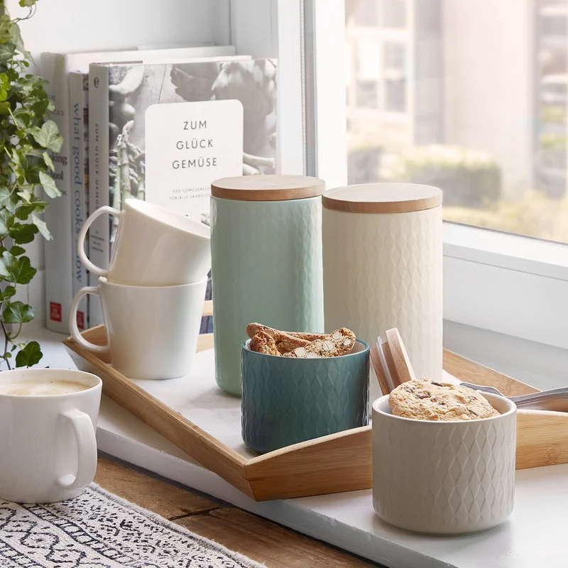 Keramik Vorratsdose Nordic Reef - Creme (10x18cm)