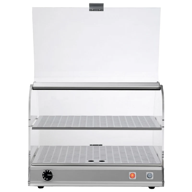 Mastro Beheizte Vitrine mit 2 Ebenen und gebogener Frontverglasung, +40°C