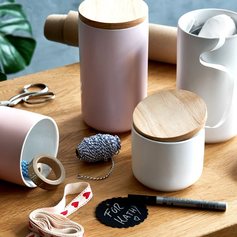 Keramik Vorratsdosen Sweet Scandi 4er Set - Weiß/Braun & Rosa/Braun