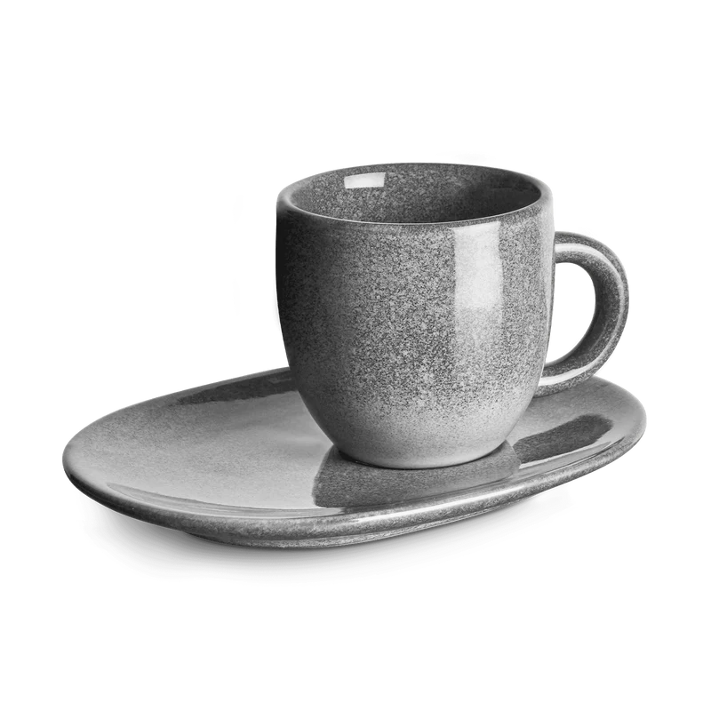 Espressotasse mit Untertasse Misty Cliff 4er-Set, Steingut