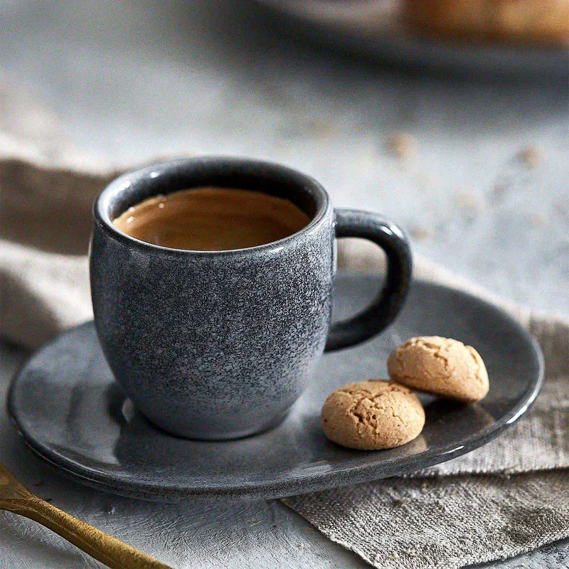 Espressotasse mit Untertasse Misty Cliff 4er-Set, Steingut