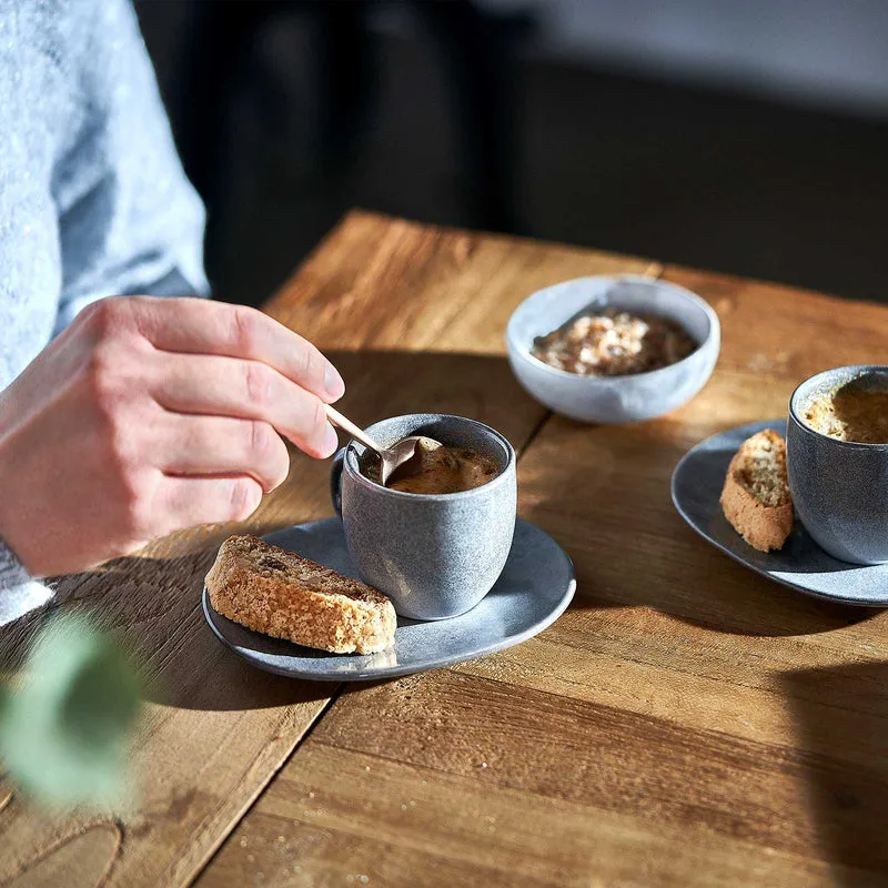 Espressotasse mit Untertasse Misty Cliff 4er-Set, Steingut