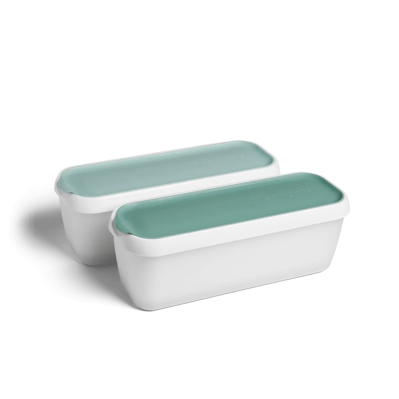2er-Set Eisbehälter 1 L, 28 x 10 x 10 cm, BPA-frei - Mint/Weiß