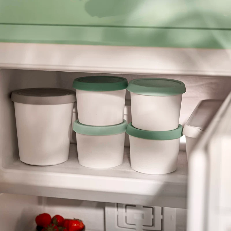 4er-Set Eisbehälter für Speiseeis 400 ml, 8,2 x 10,5 cm, BPA-frei - Mint/Weiß