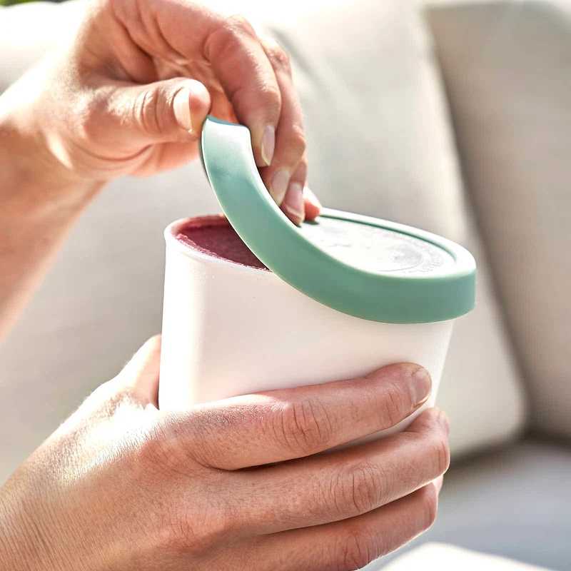 4er-Set Eisbehälter für Speiseeis 400 ml, 8,2 x 10,5 cm, BPA-frei - Mint/Weiß