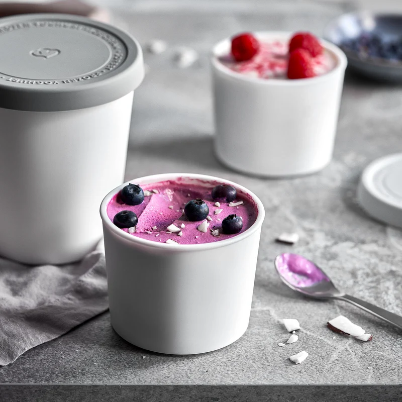 4er-Set Eisbehälter 400 ml, 8,2 x 10,5 cm, BPA-frei - Grau/Weiß