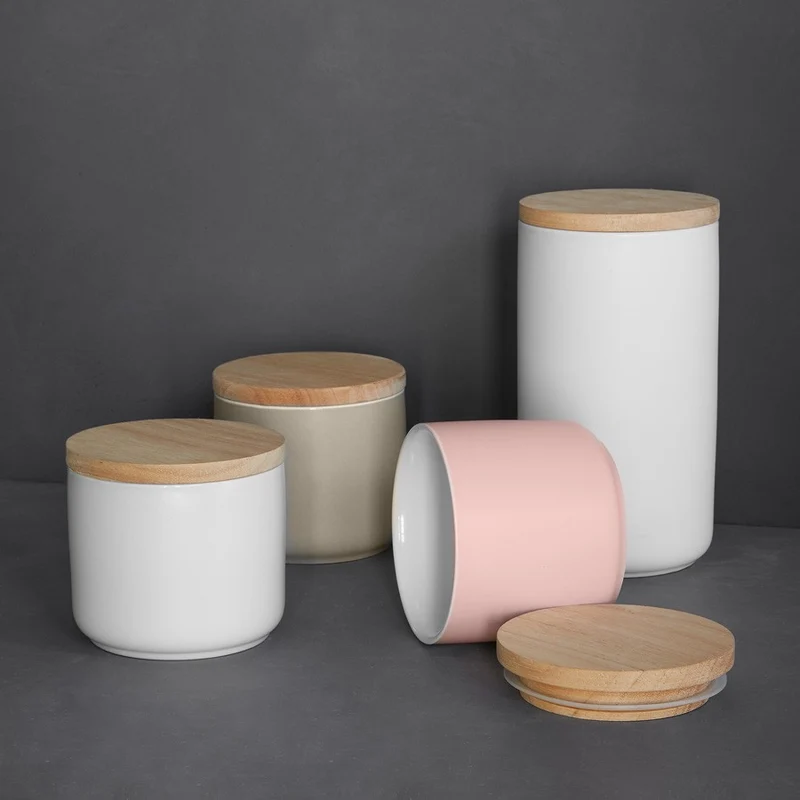 Keramik Vorratsdosen mit Holzdeckel Sweet Scandi - Weiß (10x9cm)