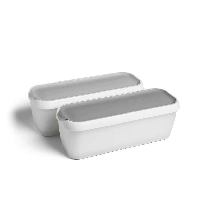 2er-Set Eisbehälter 1 L, 28 x 10 x 10 cm, BPA-frei - Grau/Weiß