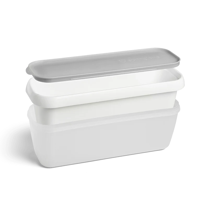 2er-Set Eisbehälter 1 L, 28 x 10 x 10 cm, BPA-frei - Grau/Weiß