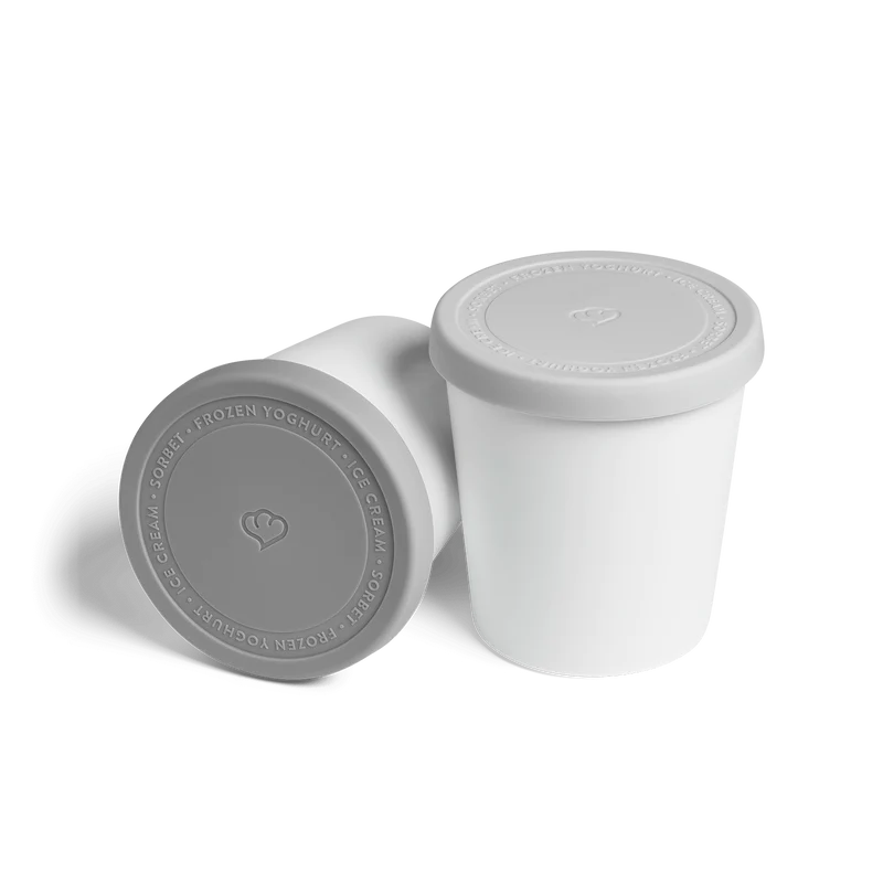 2er-Set Eisbehälter für Speiseeis 1 L, BPA-frei - Grau/Weiß