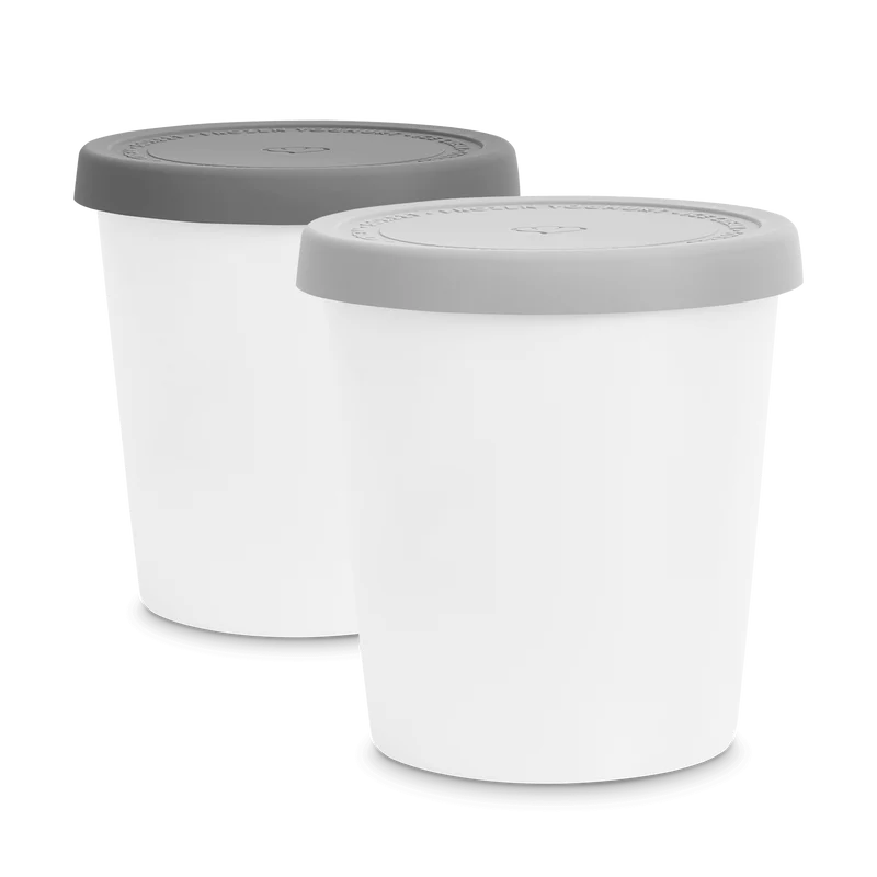 2er-Set Eisbehälter für Speiseeis 1 L, BPA-frei - Grau/Weiß