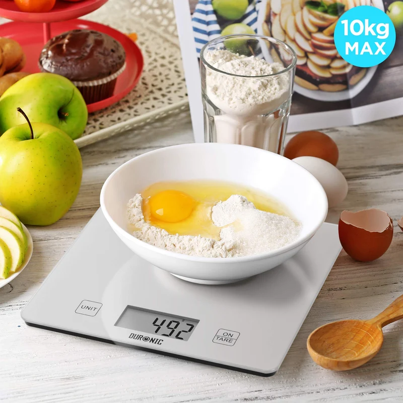 Duronic KS1080 Küchenwaage | 10 kg Digitalwaage | 1 g grammgenau Präzision-Feinwaage | Haushaltswaage mit Tara-Funktion | Digitale Waage mit Hold-Funktion | Lebensmittelwaage zum Backen und Kochen