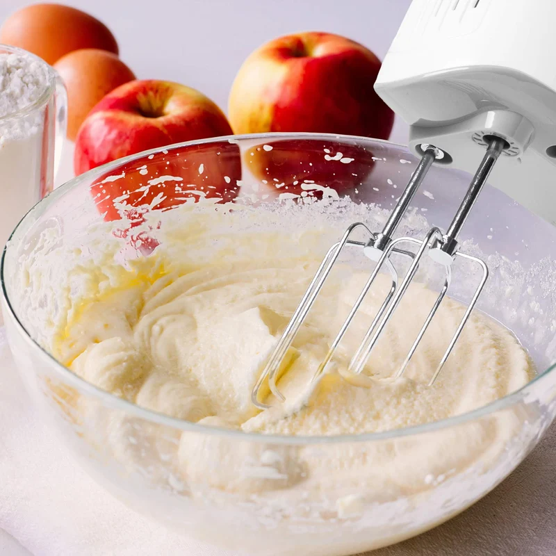 Duronic HM4 WE elektrischer Handmixer 400W, Handrührgerät mit Aufbewahrungsbox, Rührgerät Rührbesen Knethaken Aufbewahrungsbox, Rührmaschine, Küchenmixer, Handrührer, Mixer für Backen, Teig, Weiß