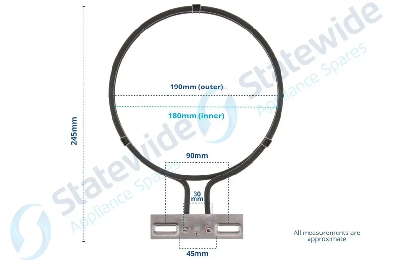 BLANCO/KLEENMAID Oven F/F Element 180mm 2 Ring, LONG NECK 2150W-NON Genuine