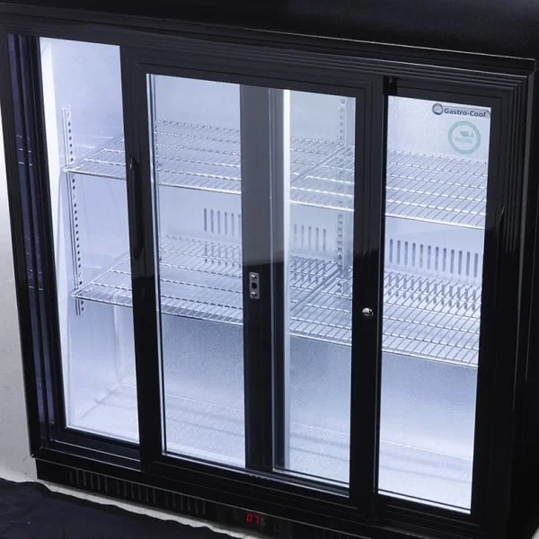 Gastro-Cool UC200 Barkühlschrank 208 Liter Schiebetüren schwarz, LED, unterbaufähig