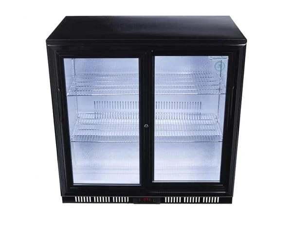Gastro-Cool UC200 Barkühlschrank 208 Liter Schiebetüren schwarz, LED, unterbaufähig