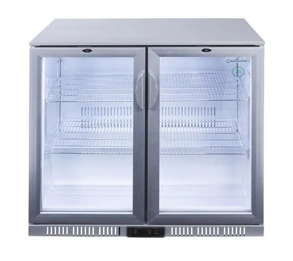 Gastro-Cool UC200 Barkühlschrank 208 Liter Klapptüren silber, LED, unterbaufähig