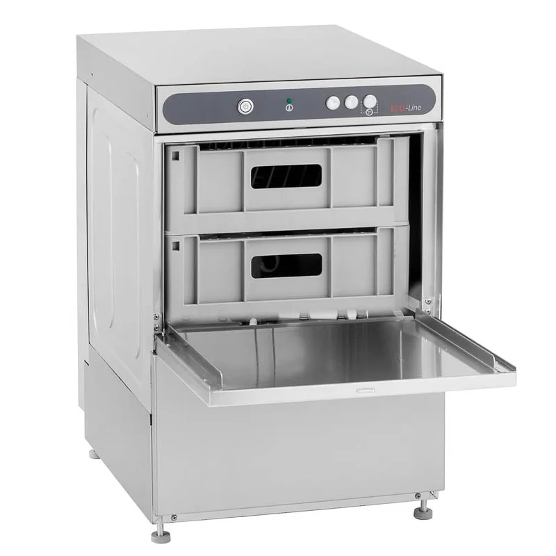 Gläserspülmaschine ECO 40x40 cm Korbmaß, mit Reiniger- & Klarspüldosierer, mit Ablaufpumpe & Enthärter, Made in Europe, 230 Volt