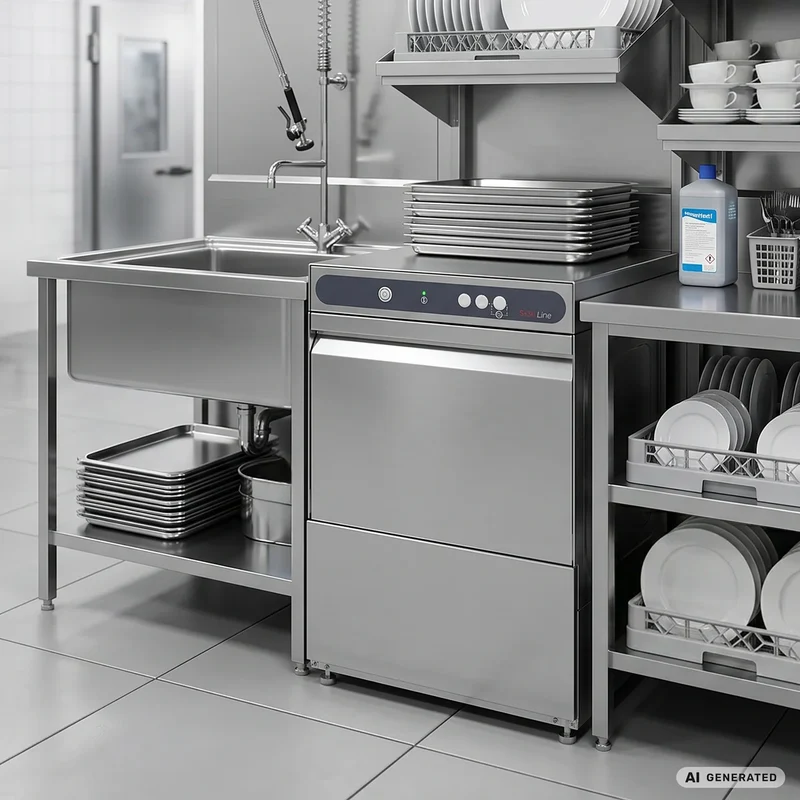 Gläserspülmaschine ECO 40x40 cm Korbmaß, mit Reiniger- & Klarspüldosierer, mit Ablaufpumpe & Enthärter, Made in Europe, 230 Volt