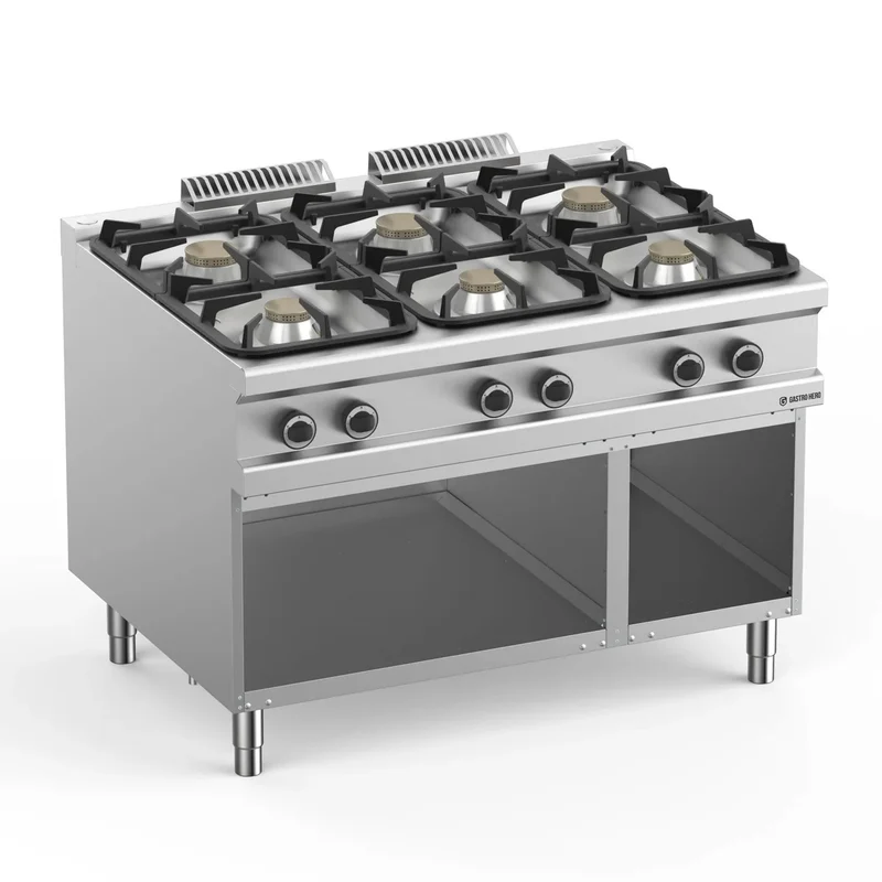 Gasherd Serie 900 - 120/90 mit offenem Unterbau - 6 Kochstellen - 33 kW