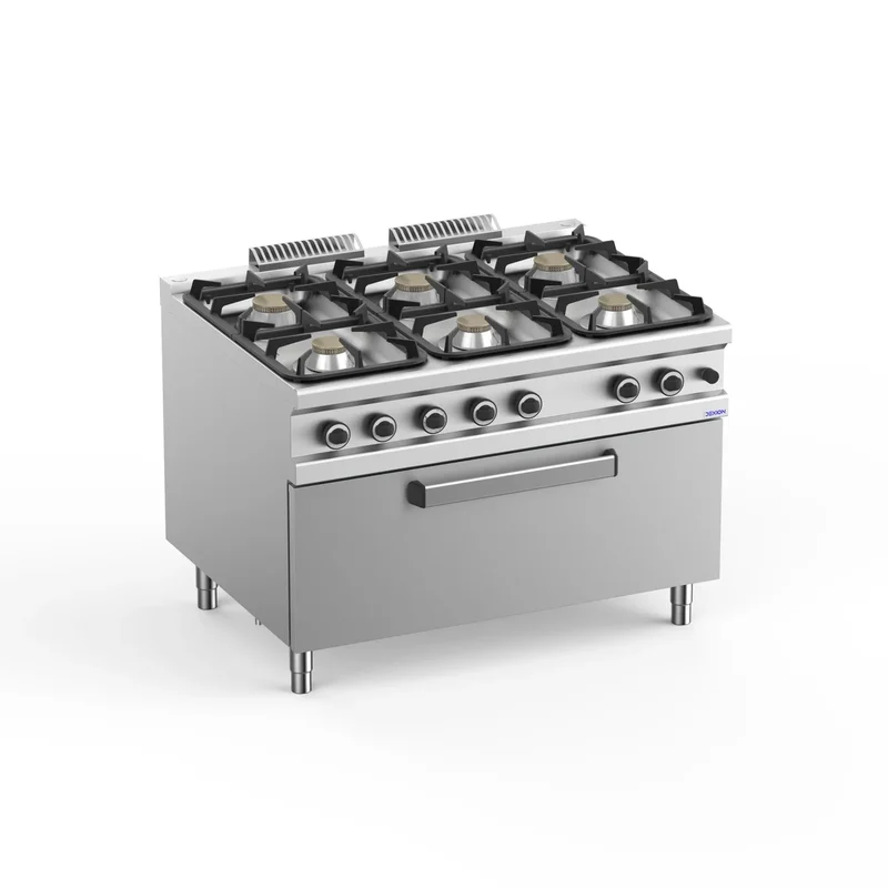 Gasherd Serie 900 - 120/90 mit großem Gasbackofen - 6 Kochstellen - 64 kW