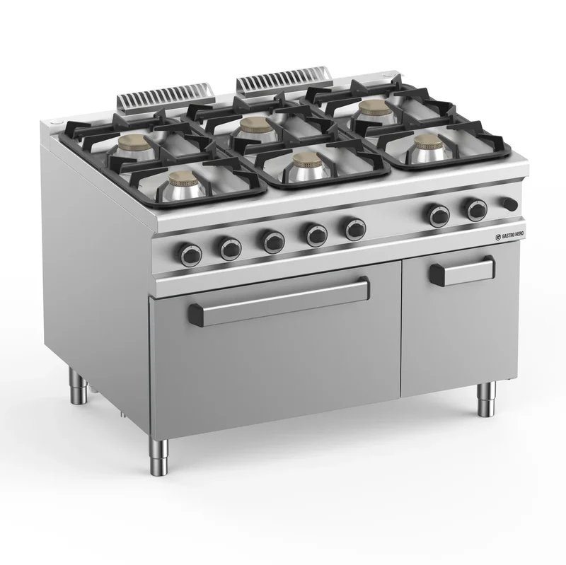 Gasherd Serie 900 - 120/90 mit Gasbackofen - 6 Kochstellen - 61 kW
