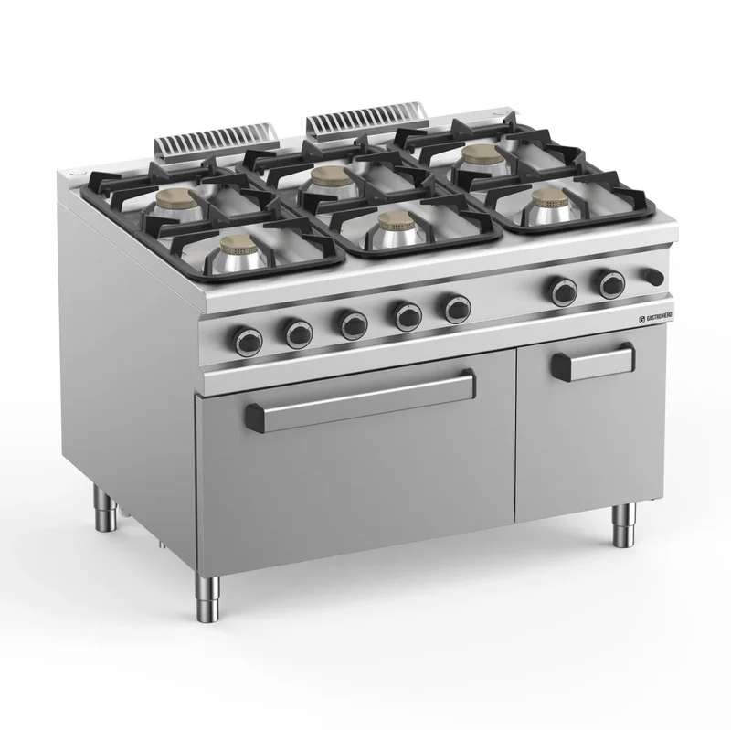 Gasherd Serie 900 - 120/90 mit Elektrobackofen - 6 Kochstellen - 39 kW