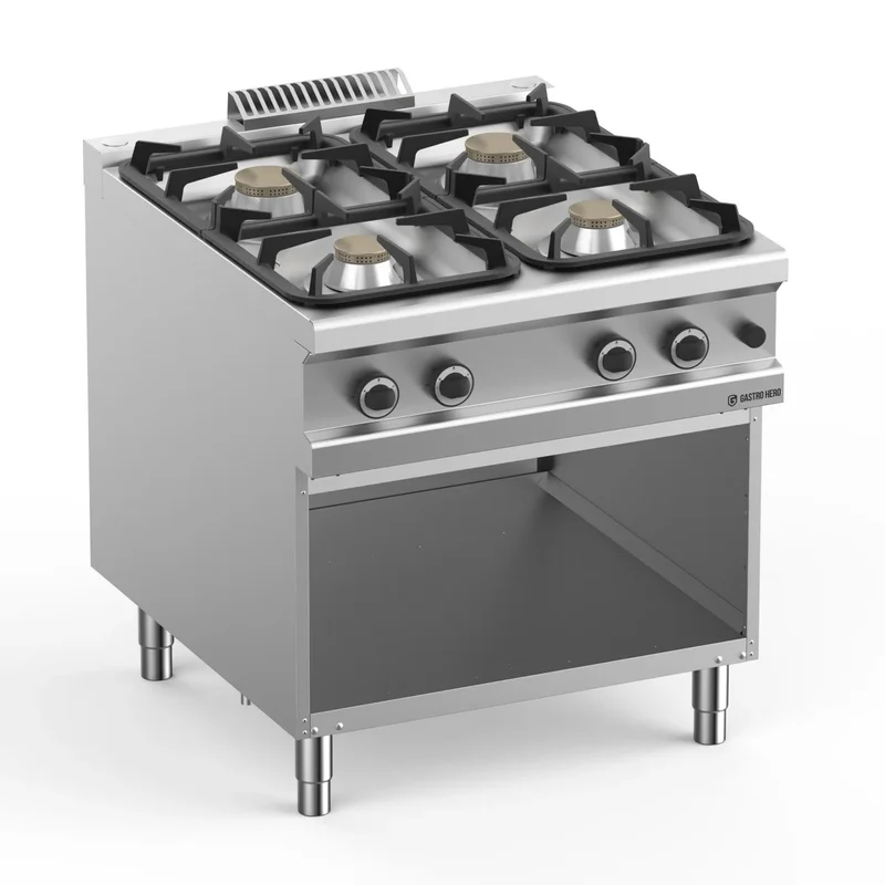 Gasherd Serie 900 - 80/90 mit offenem Unterbau - 4 Kochstellen - 36 kW