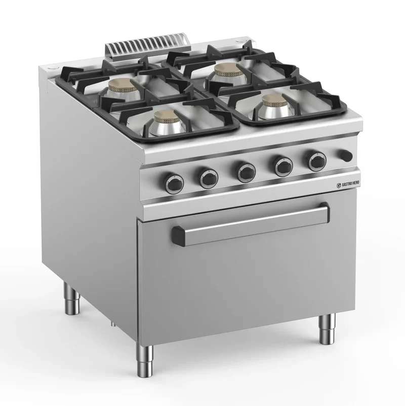 Gasherd Serie 900 - 80/90 mit Gasbackofen - 4 Kochstellen - 43 kW