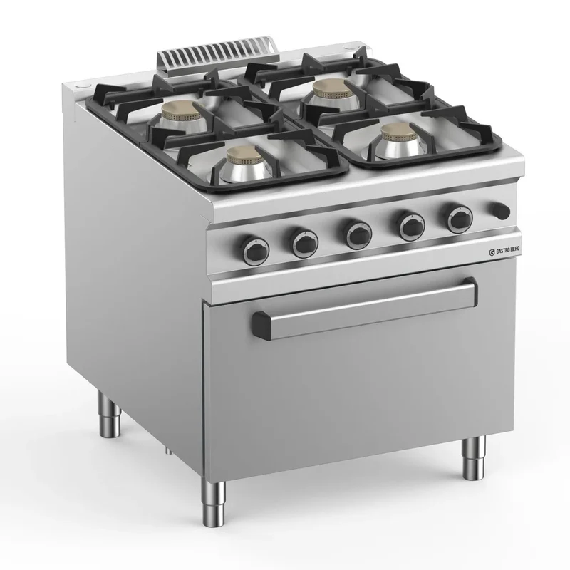 Gasherd Serie 900 - 80/90 mit Elektrobackofen - 4 Kochstellen - 42 kW
