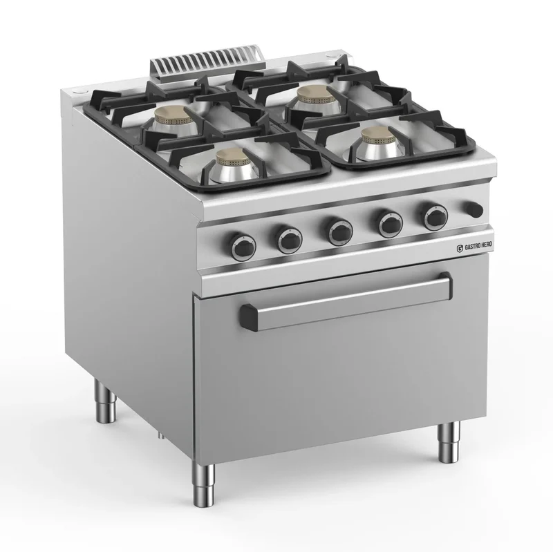 Gasherd Serie 900 - 80/90 mit Elektrobackofen - 4 Kochstellen - 22 kW
