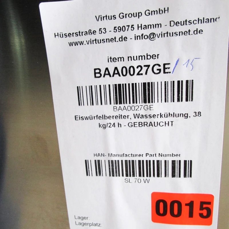 Mastro Eiswürfelbereiter, Wasserkühlung, 38 kg/24 h - GEBRAUCHT