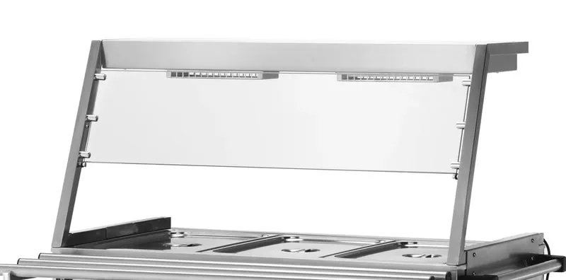 Aufsatz mit Infrarot-Lampen und Hustenschutz für Bain-Marie-Wagen PROFI 4x GN 1/1 mit separaten Becken