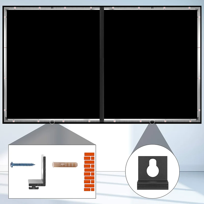 Duronic FFPS133 Leinwand | 16:9 Beamer Screen | 133 Zoll | 306 x 166 cm | Projektorleinwand für Wandmontage | Heimkino mit 4K Full HD 3D | Projektionsleinwand für Gaming, Büro, Präsentationen, Schule