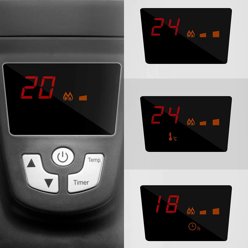 Duronic HV102 Elektroheizkörper 2500 Watt mit Mica-Wärmewellen | Fernbedienung und Display für Thermostat | Energiesparende Heizung | Ideal für Home-Office, Schlafzimmer | Aufgeheizt in 1 Min