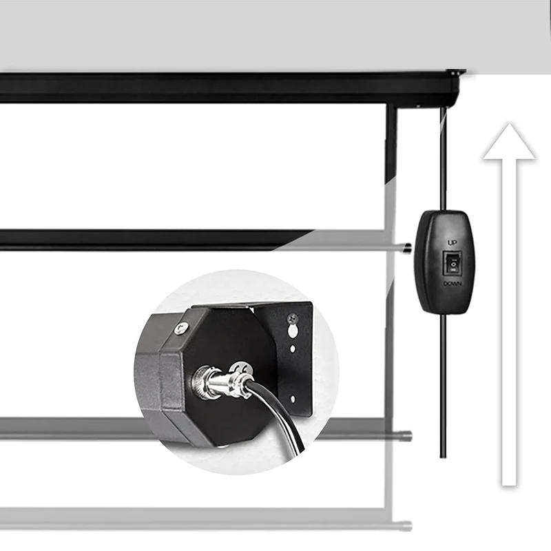 Duronic EPS92 Leinwand | 92 Zoll Rollo mit 203 x 114 cm | 16:9 Heimkino mit 4K Full HD 3D | Projektionsleinwand für Decken- und Wandmontage | Gain 1.0 | Beamerleinwand mit Motor für Fernbedienung
