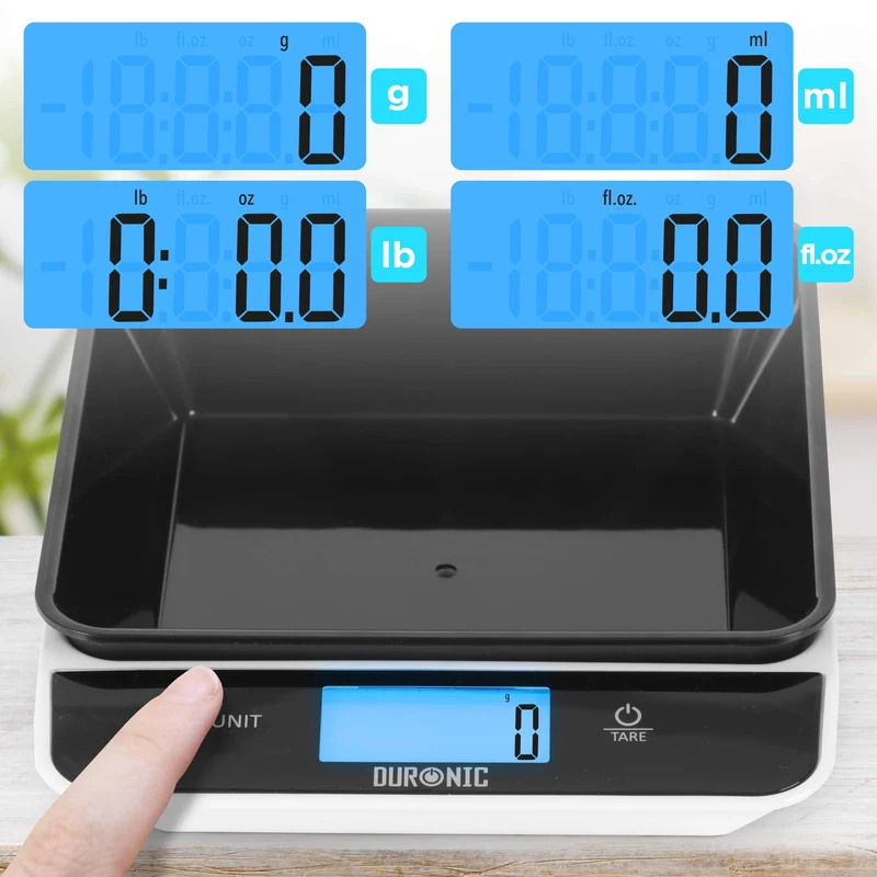 Duronic KS100 BK Küchenwaage | 5 kg Digitalwaage mit 1,2 L abnehmbarer Schüssel | 1 g grammgenau Präzision-Feinwaage | Haushaltswaage mit Tara-Funktion | Digitale Waage mit Hold-Funktion | Zum Kochen