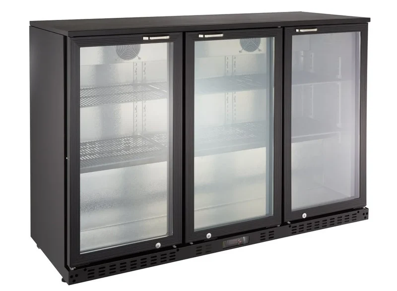 Barkühlschrank ECO 350 mit Klapptüren schwarz, LED Beleuchtung, unterbaubar
