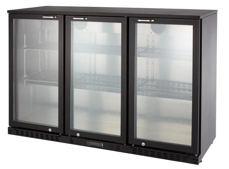 Barkühlschrank ECO 350 mit Klapptüren schwarz, LED Beleuchtung, unterbaubar