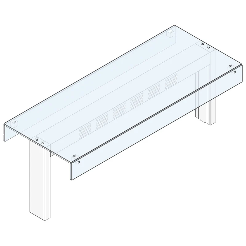 Mastro Ausgabeaufsatz 1 Ebene mit geradem Glas beidseitig, 1385x450 mm