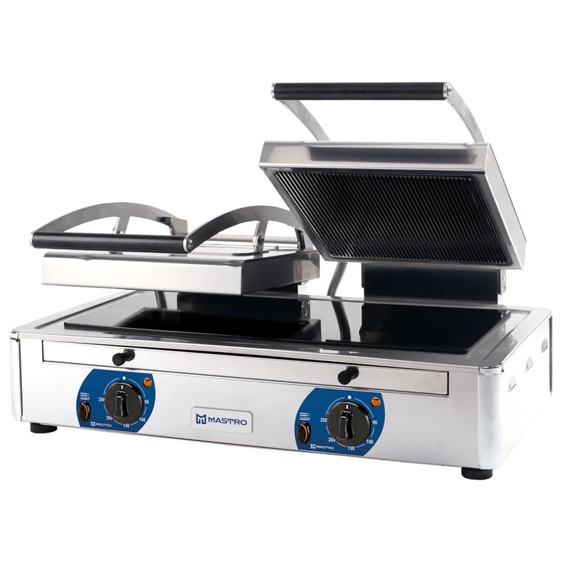 Mastro Kontaktgrill mit 2 Ceranplatten, glatt/gerillt, 2x 220x220 mm