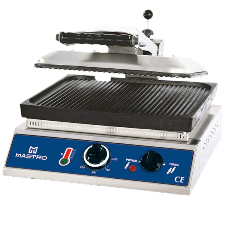 Mastro Kontaktgrill mit gerillten Gusseisen-Platten, untere Grillplatte 350x350 mm - RESTPOSTEN