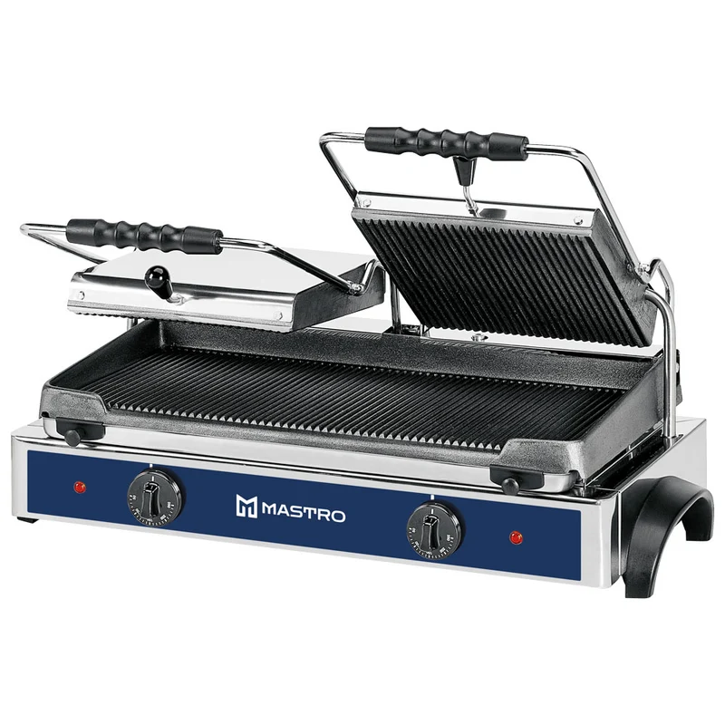 Mastro Kontaktgrill mit 2 Gusseisenplatten, gerillt/gerillt, 550x245 mm