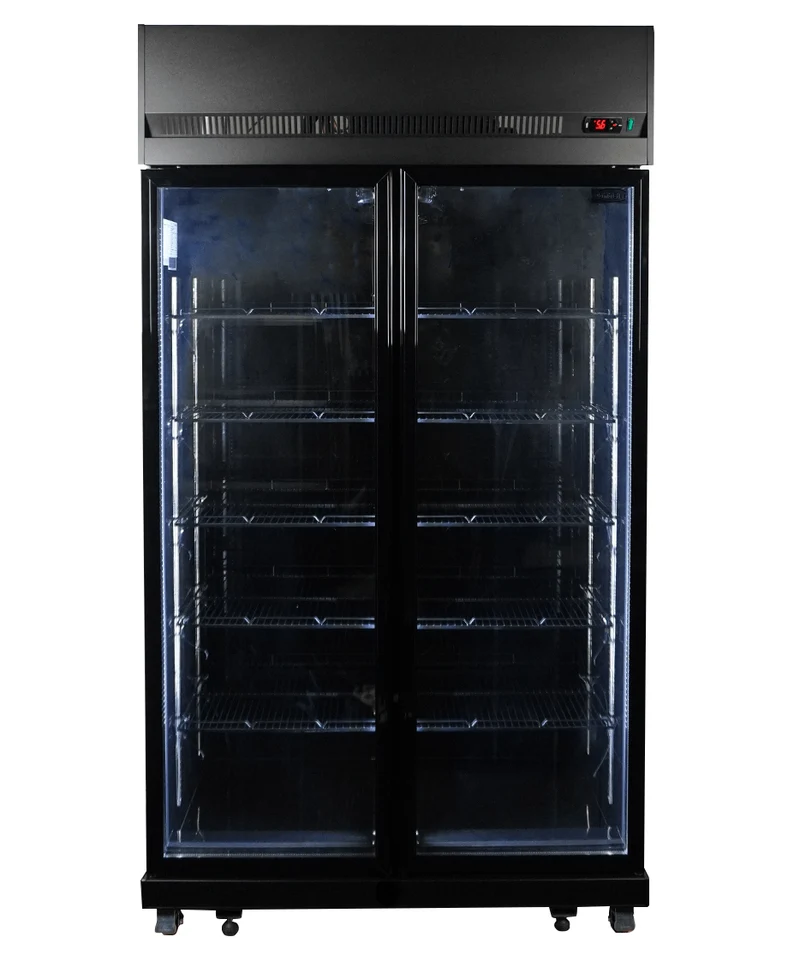 Combisteel Kühlschrank 2 Glastüren Schwarz IRM-770R Bl