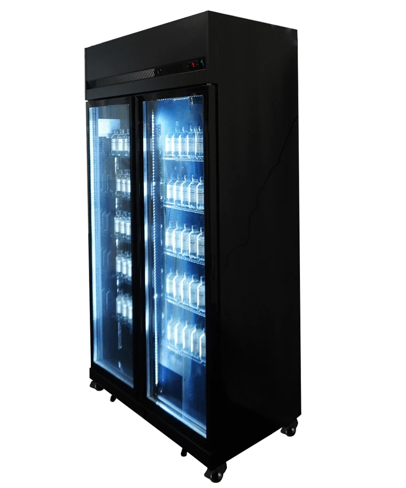 Combisteel Kühlschrank 2 Glastüren Schwarz IRM-770R Bl